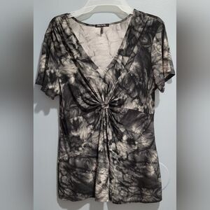 Daisy Fuentes Cute Onyx Black Tie Dye Top Size Large Y2K